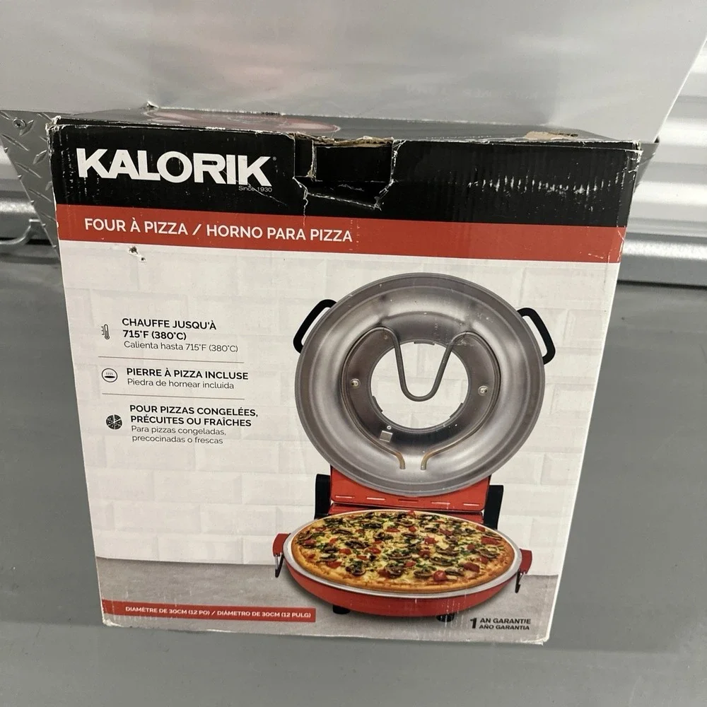 Kalorik High Heat Hot Stone Pizza Oven RED, 1200W PZM 43618R NEW IN BOX!